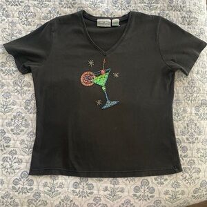 Vintage Patchington Tshirt with beaded martini glass